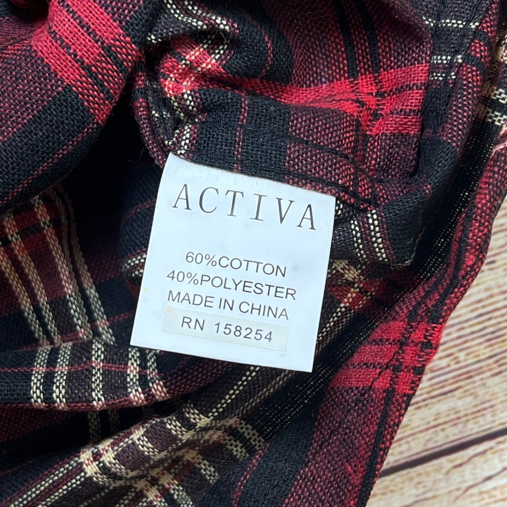 Activa Sports‎ Inc Red/Black Plaid Flannel Shirt Unisex SMALL Button Up NWT - Picture 8 of 8